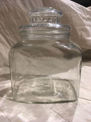 Vintage Apothecary Jar Rectangle Canister Storage Cleat Glass Jar With Lid 7 1/2