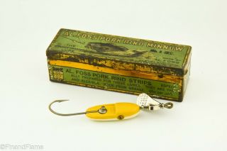 Vintage Al Foss Oriental Wiggler Minnow Antique Fishing Lure In Tin Box Lc41