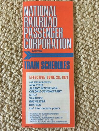 National Railroad Passenger Corporation Amtrak Train Timetable June 28,  1971