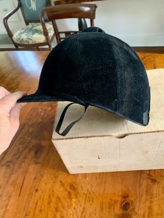 Vintage Equestrian Cycolac Safety Crown Black Velvet Riding Helmet - Youth 6.  5