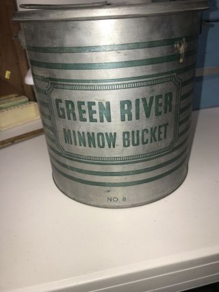 Vintage Green River Minnow Bucket,  Bait Bucket W/lid