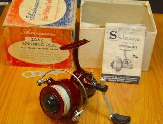 Vintage 1965 Shakespeare 2062 Ef Spinning Reel - Usa W.  Box,  Wrench & Brochure