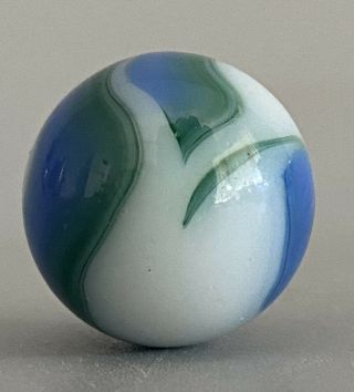 Vintage Blue Green And White Akro Peltier Swirl Glass Marble Unknown Maker 2
