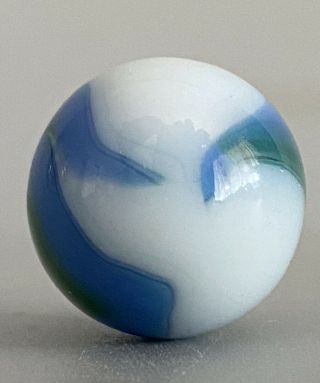Vintage Blue Green And White Akro Peltier Swirl Glass Marble Unknown Maker 3