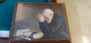 Vintage Old Man Praying By Enstrom Grace