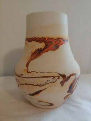Vintage Nemadji Brown Orange Swirl 7 " Native Indian Art Pottery Vase