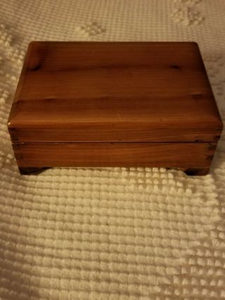 Vintage Wood Wooden Hinged Small Trinket Jewelry Keepsake Box Dove Tail Joints