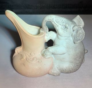 Schafer Vater (?) Antique Elephant Match Toothpick Holder With Vase