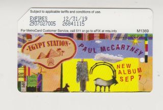 Paul Mccartney Mta Nyc Metrocard Egypt Station No Value Expired Collectible Only