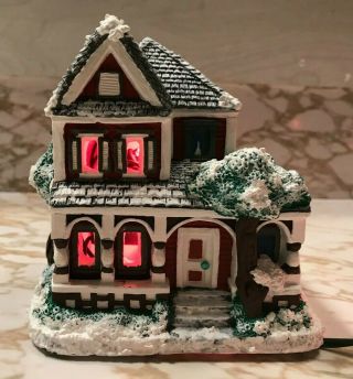 Vintage Holiday Time Christmas House Hand Made & Painted Clay / Ceramic