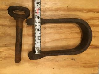 vintage heavy duty shackle/ clevis from old farm,  wall hanger,  decor,  cabin 3