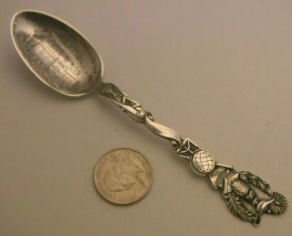 ANTIQUE Chillicothe High School Maryland Sterling Silver Souvenir Spoon Owl 2