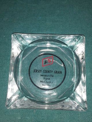 Vintage Farm Service Fs Advertising Glass Ashtray Jerseyville Kane Illinois