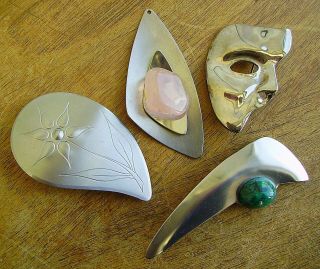 Vtg Modernist Jewellery Steel Brooches Inc Keswick Ksia Arts Crafts Peak Joblot