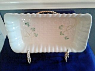 Beleek Vintage Ceramic Clover Dish With Stand,  Made In Ireland