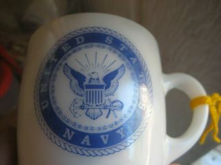 1970s Vintage UNITED STATES NAVY Small Milk Glass Mug USA 3