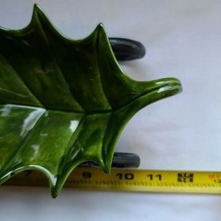 Vintage Atlantic Mold Holly Shaped Leaf Made to A Sleigh Christmas Candy Dish 2
