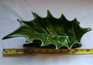 Vintage Atlantic Mold Holly Shaped Leaf Made to A Sleigh Christmas Candy Dish 3