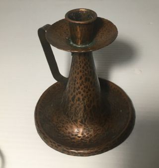 Hammered Copper Candleholder Mission Era Roycroft Design