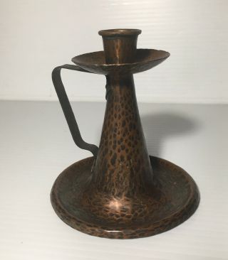 Hammered Copper Candleholder Mission Era Roycroft Design 2