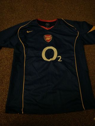 Arsenal Vintage 2004 - 2005 Blue Away Shirt Nike O2 Xl Boys