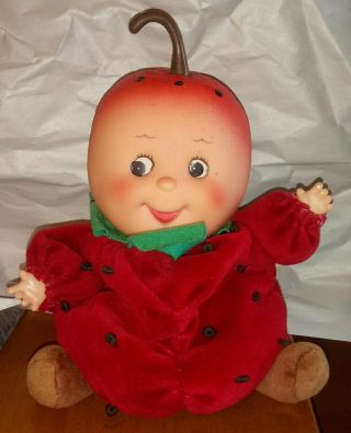 Vintage Small Small World Fruit Babies Red Strawberry Bean Bag Plush Doll Rare