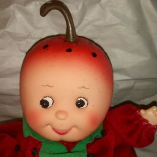 Vintage Small Small World Fruit Babies Red Strawberry Bean Bag Plush Doll RARE 2