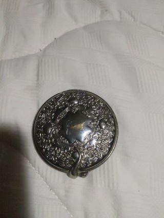 Antique Vintage Nouveau Sterling Silver Plated Mirror Compact