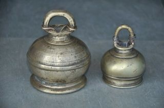 2 Pc Old Brass Solid Heavy Handcrafted Cow Hanging Bells