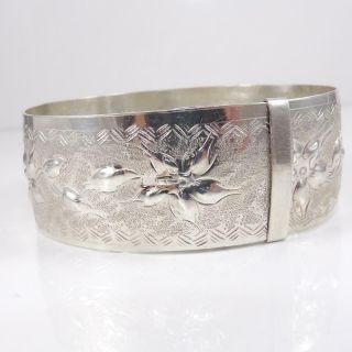 Vtg Antique Arts & Crafts Sterling Silver Belt Buckle Wide Bangle Bracelet Lfj4