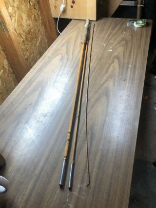 Vintage Cork And Bamboo Fly Rod 3 Piece 9 Ft Long