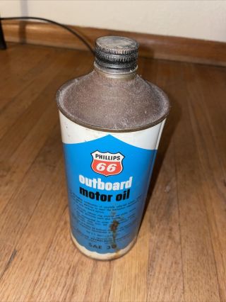Vintage PHILLIPS 66 - OUTBOARD MOTOR OIL One Quart CONE TOP Oil Can PHILLIPS 66 3