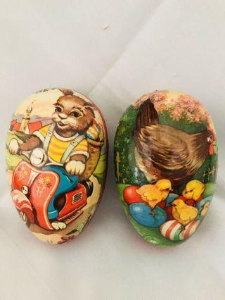 2 Vtg Easter Egg Papier - MÂchÉ Candy Containers Western Germany