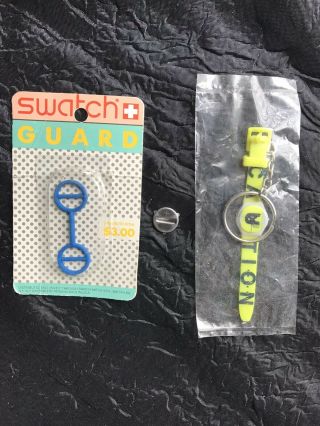Vintage Blue Swatch Watch Guard In Blister Pack,  Swatch Keychain Etc.