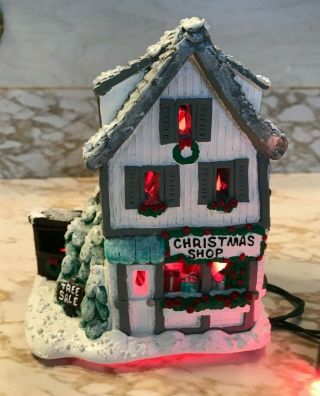 Vintage Holiday Time Christmas House Shop Hand Made & Painted Clay / Ceramic