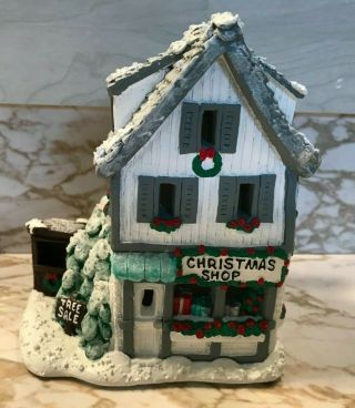 Vintage Holiday Time Christmas House Shop Hand Made & Painted Clay / Ceramic 2