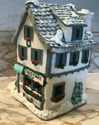 Vintage Holiday Time Christmas House Shop Hand Made & Painted Clay / Ceramic 3