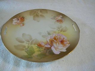 Vintage R.  S.  Germany Handled 9 3/4 " Serving Plate Rose Floral Pattern,