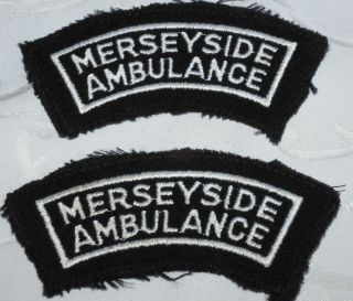 Vintage Merseyside Ambulance Service Shoulder Badge Patch Pair
