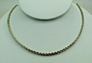 Vintage Sterling Silver Rope Chain Necklace 18 " Mens Womens 361d
