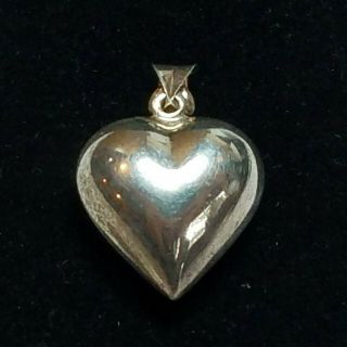 Vintage Large Sterling Silver Puffy Heart Pendant Charm 925 Thailand 3d