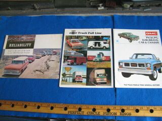 (3) Vintage,  1963 - 1972 Gmc Chevrolet Truck Sales Brochures