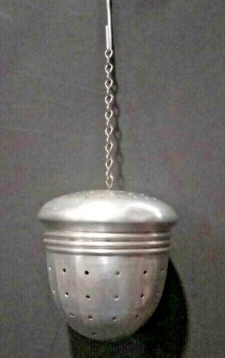 Vintage Aluminum Acorn Ball Tea Infuser Strainer With Chain And Hook