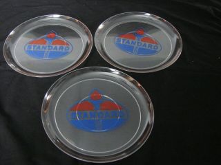 Vintage Standard Oil Co.  Plastic 9 Inch Plates (3) Standard Logo In Center.