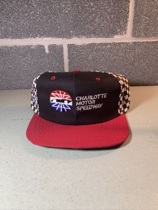 True Vintage Charlotte Motor Speedway Snapback Checkered Flag Cap Hat Nascar