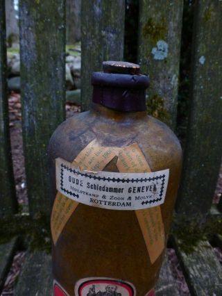 Antique Gin Stoneware Bottle Hulstkamp & Zoon & Molyn Rotterdam.  Oude Genever 2