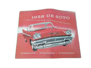 1958 De Soto Fireflite Firedome Firesweep Car Dealer Sales Brochure 14 X 11 "