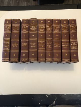 9 Volumes Antique 1909 Harvard Classics P.  F.  Collier & Son