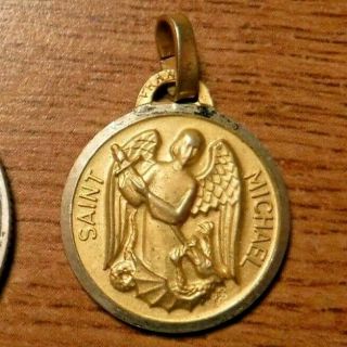 Vintage Gold Tone St Michael The Archangel Medal From St Patrick 