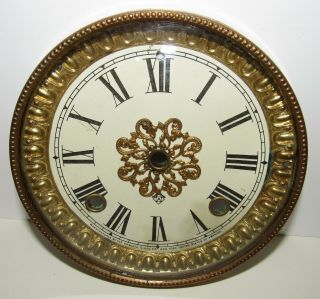 Antique Ansonia Mantel Clock Dial 5 - 3/4 " With Convex Glass Complete (inv B7)